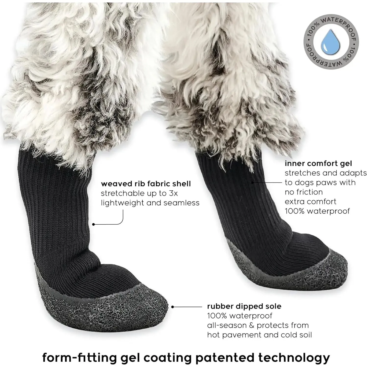 Goo-Eez Lites All Season Dog Boots Black 4pk