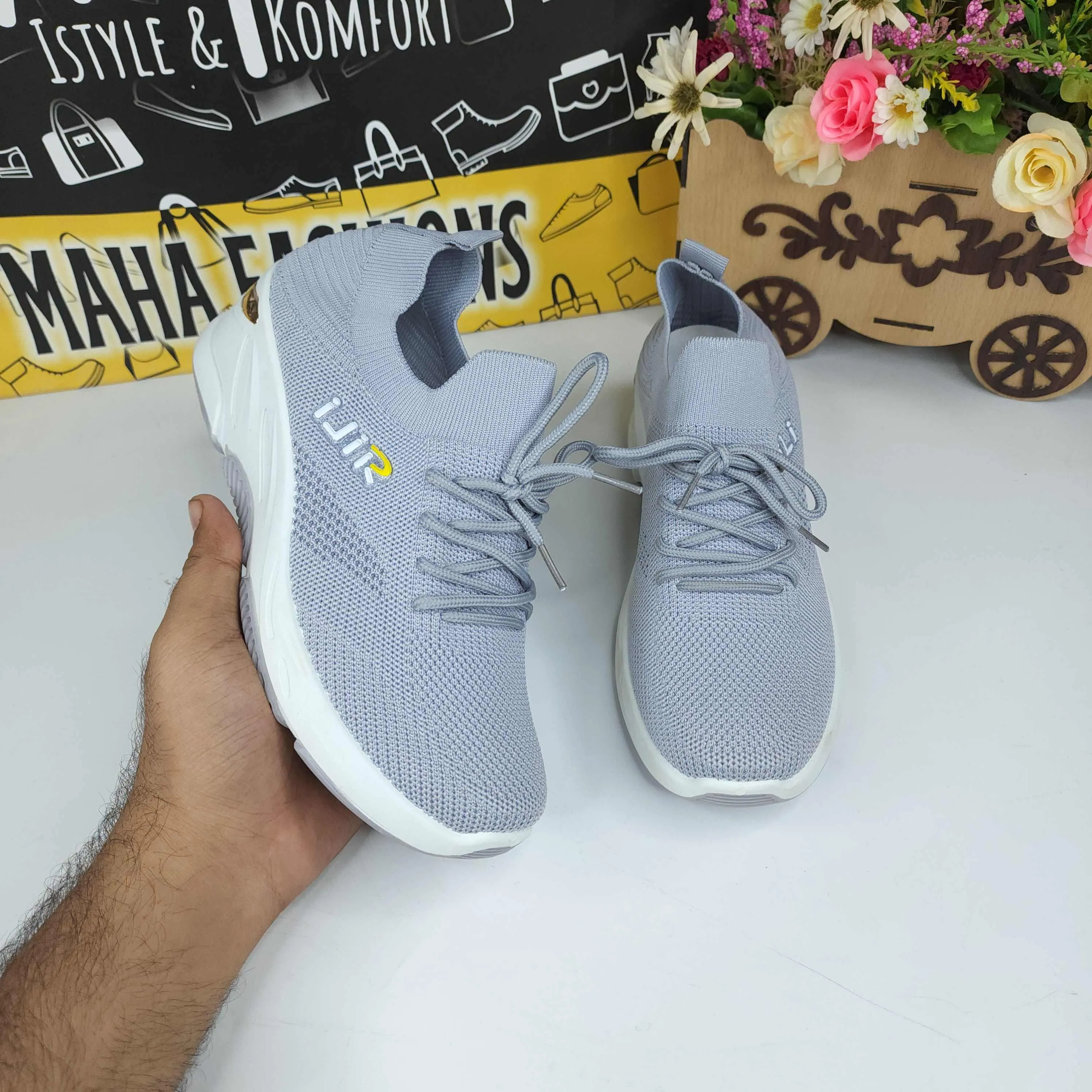 Grey Laces Casual Shoes in Wedge