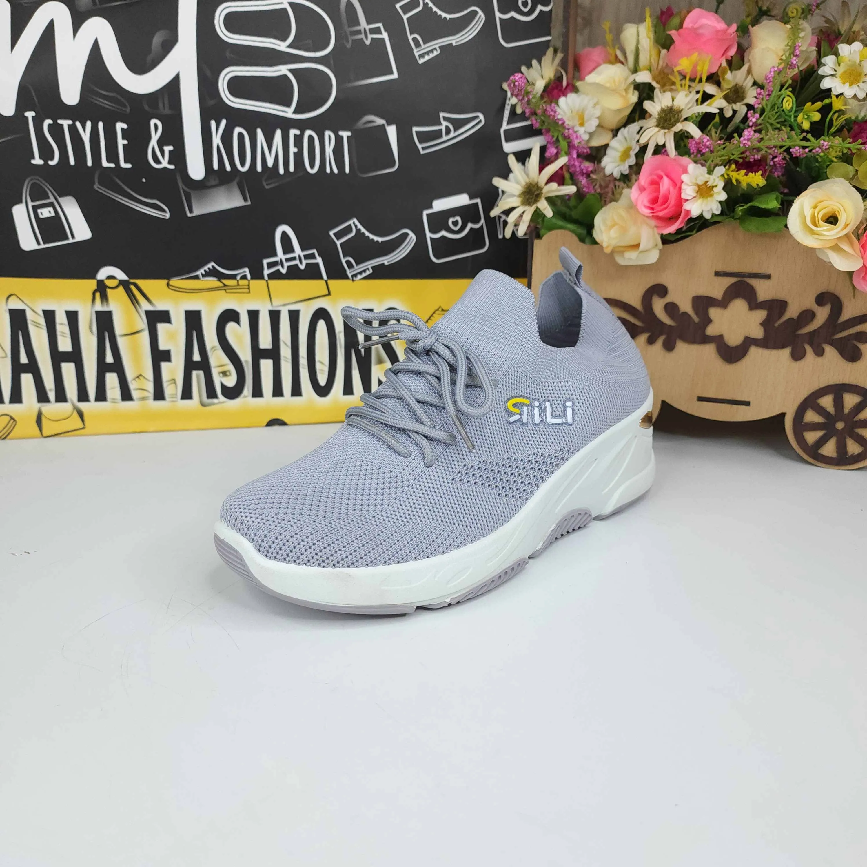 Grey Laces Casual Shoes in Wedge
