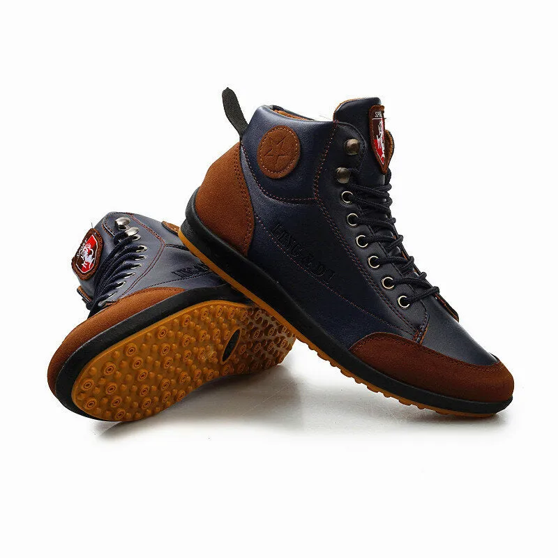 Herren Retro PU Leder Spleißen rutschfeste lässige Stiefeletten