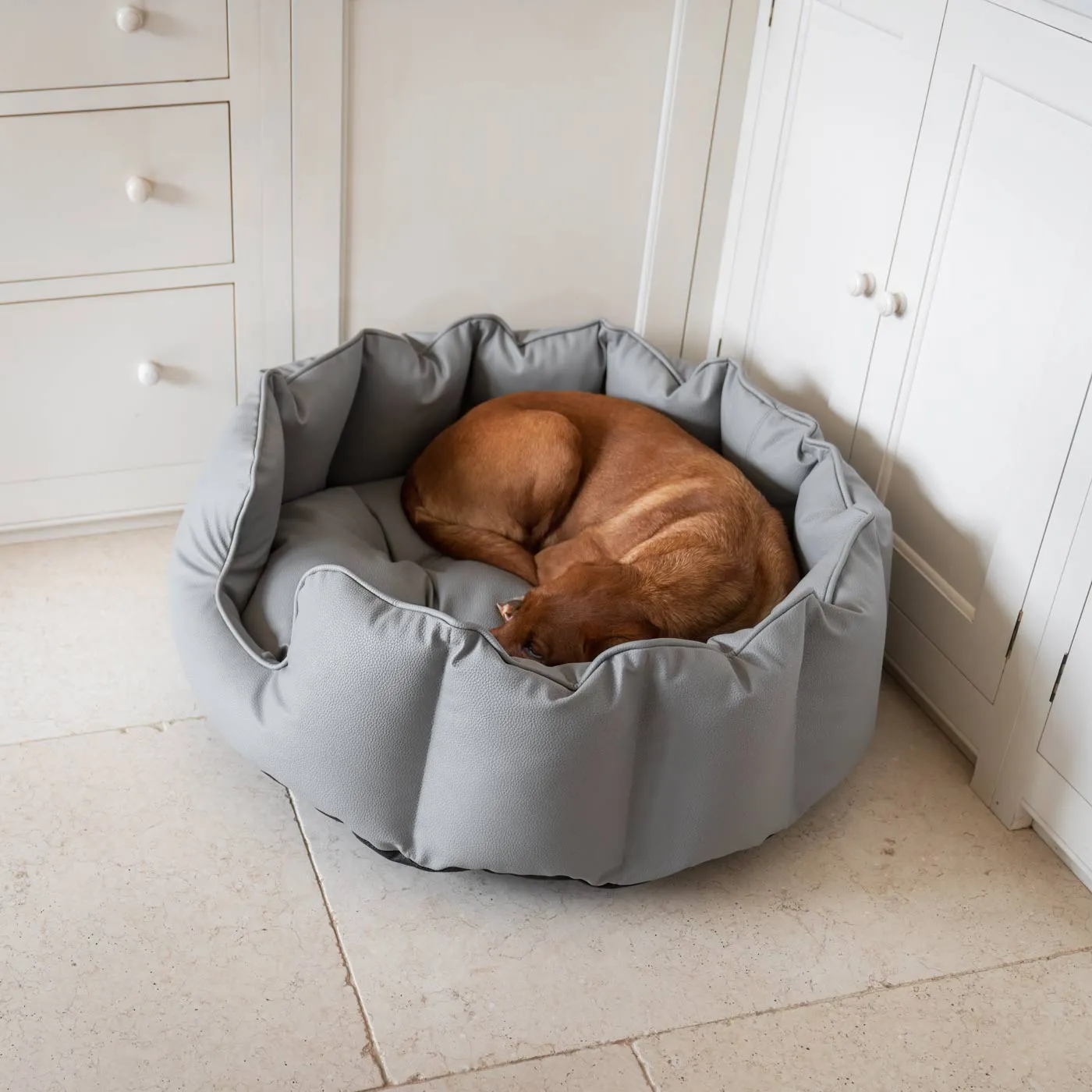 High Wall Bed in Rhino Tough Granite Faux Leather by Lords & Labradors