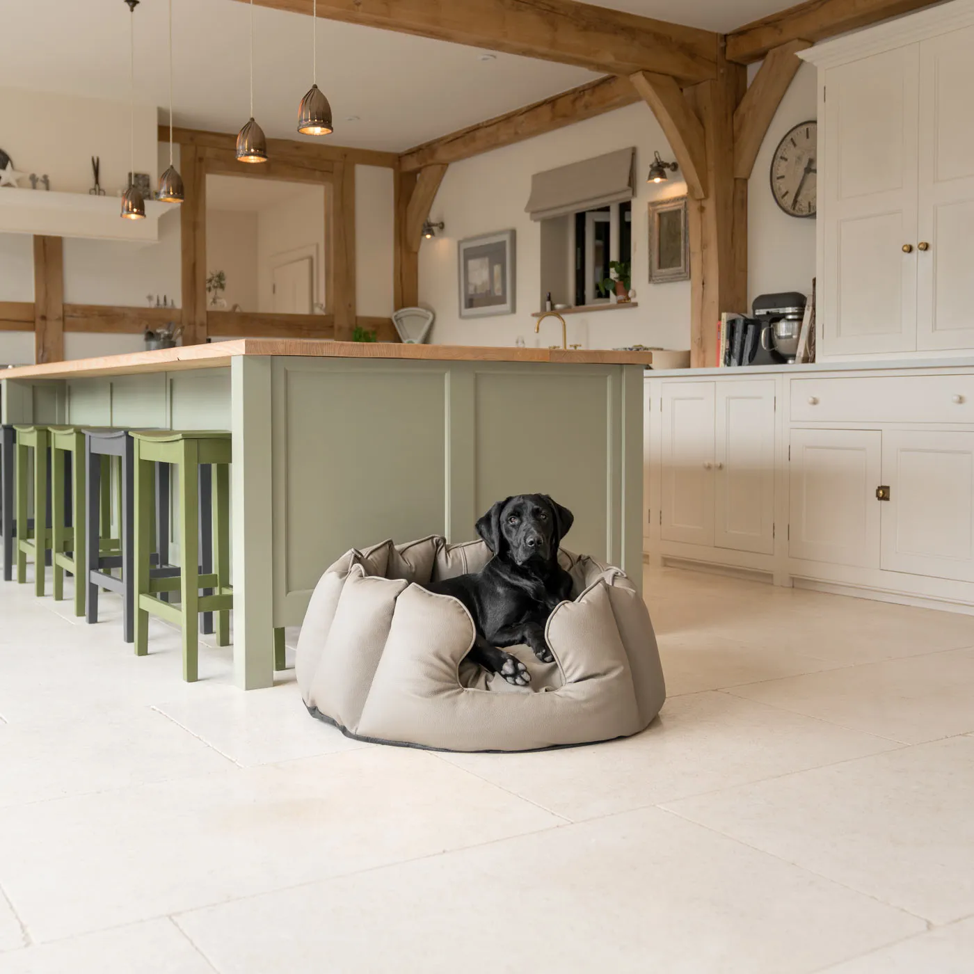 High Wall Bed With Removable Covers in Rhino Tough Camel Faux Leather by Lords & Labradors