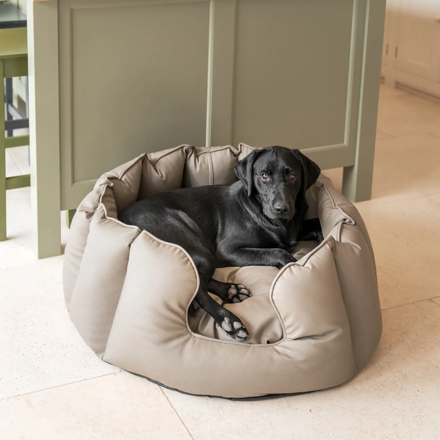 High Wall Bed With Removable Covers in Rhino Tough Camel Faux Leather by Lords & Labradors