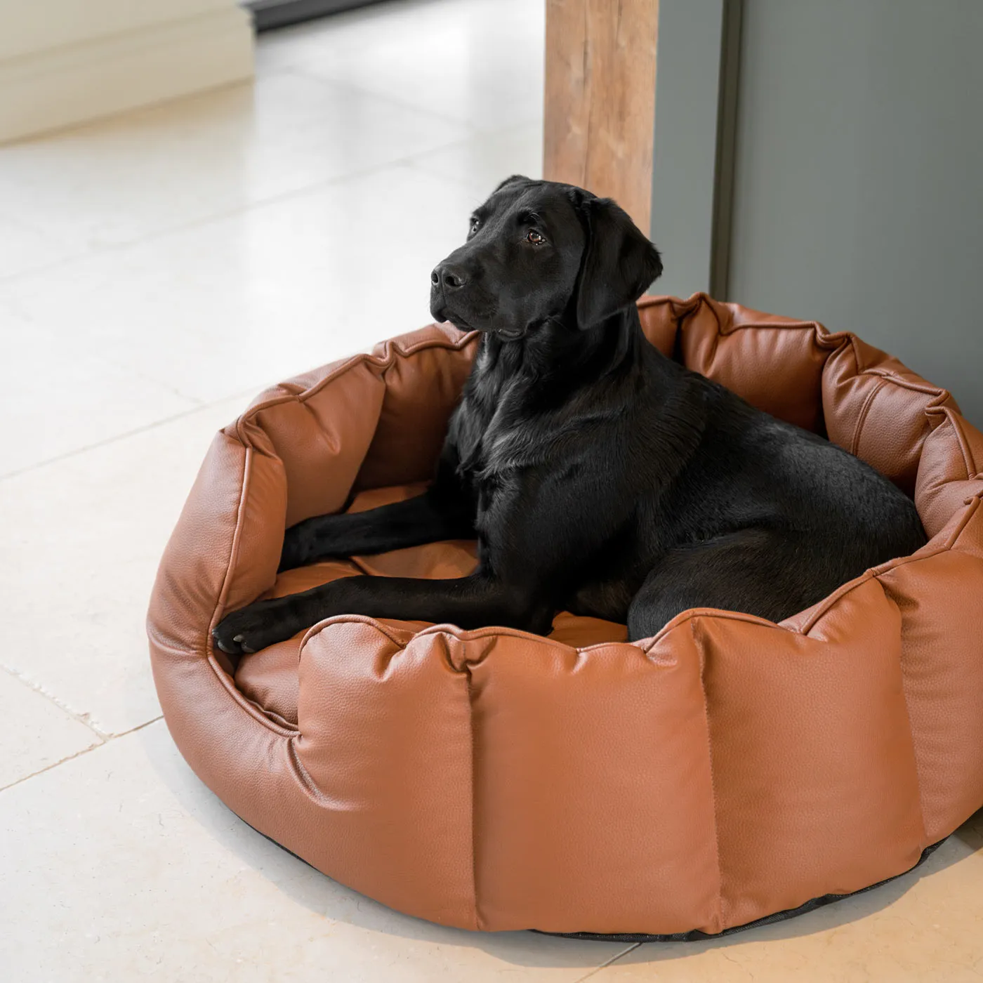 High Wall Bed With Removable Covers in Rhino Tough Ember Faux Leather by Lords & Labradors