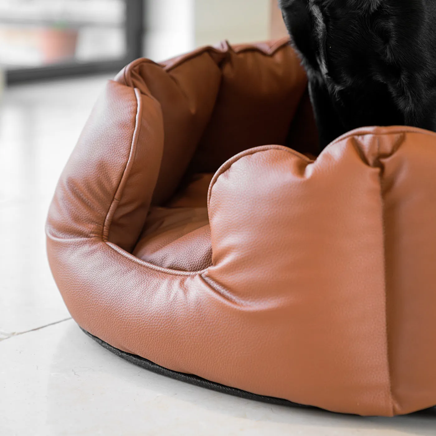 High Wall Bed With Removable Covers in Rhino Tough Ember Faux Leather by Lords & Labradors