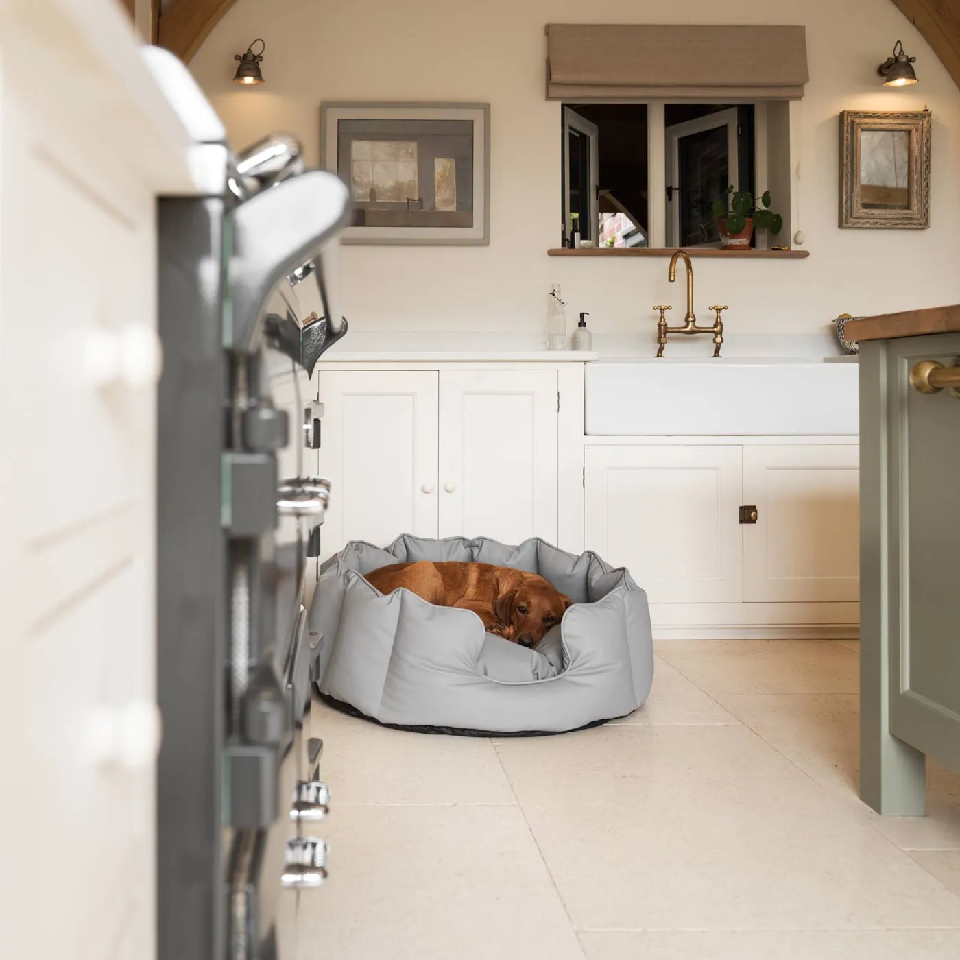 High Wall Bed With Removable Covers in Rhino Tough Granite Faux Leather by Lords & Labradors