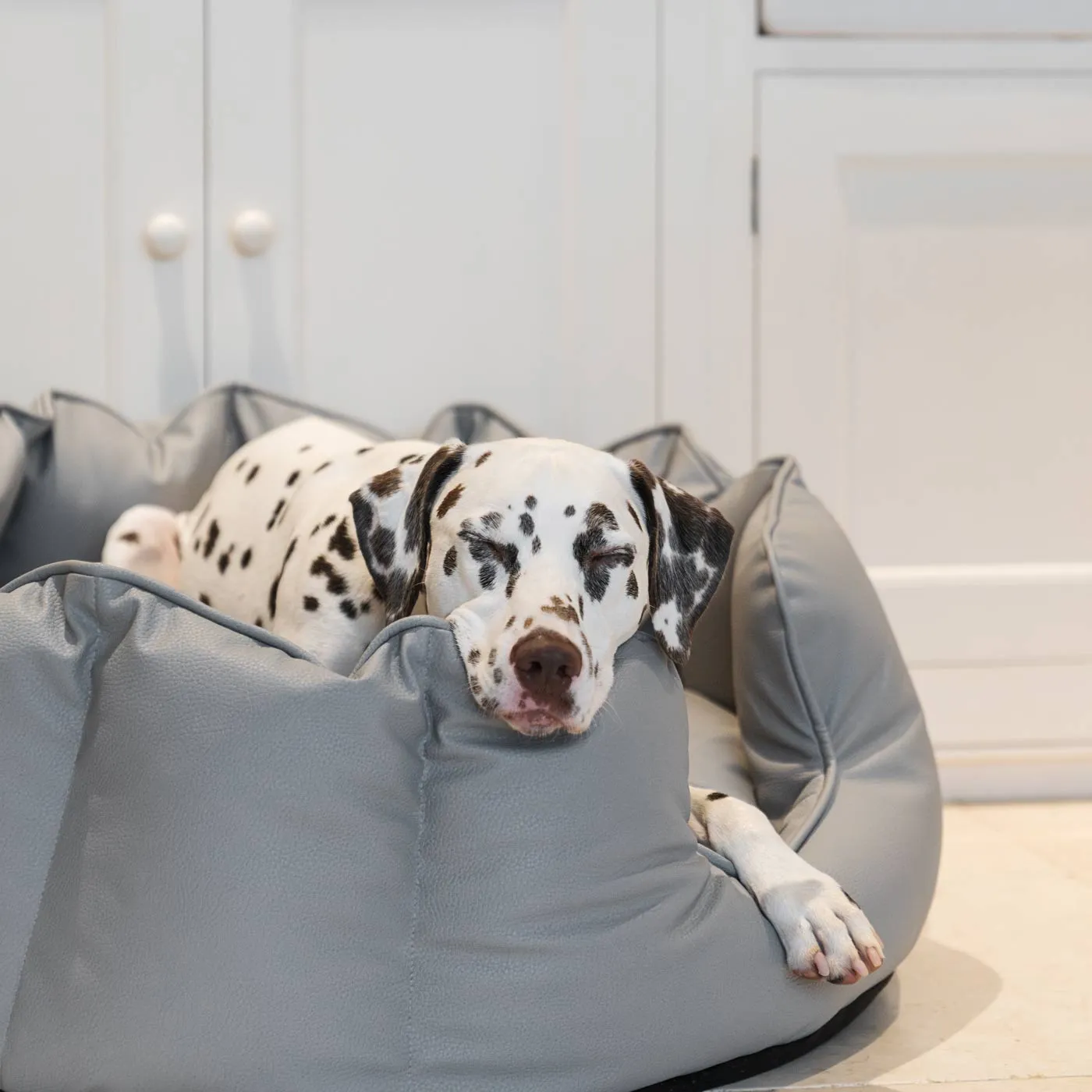 High Wall Bed With Removable Covers in Rhino Tough Granite Faux Leather by Lords & Labradors