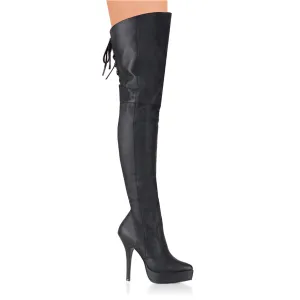 INDULGE-3011 Black Leather Thigh High Boots