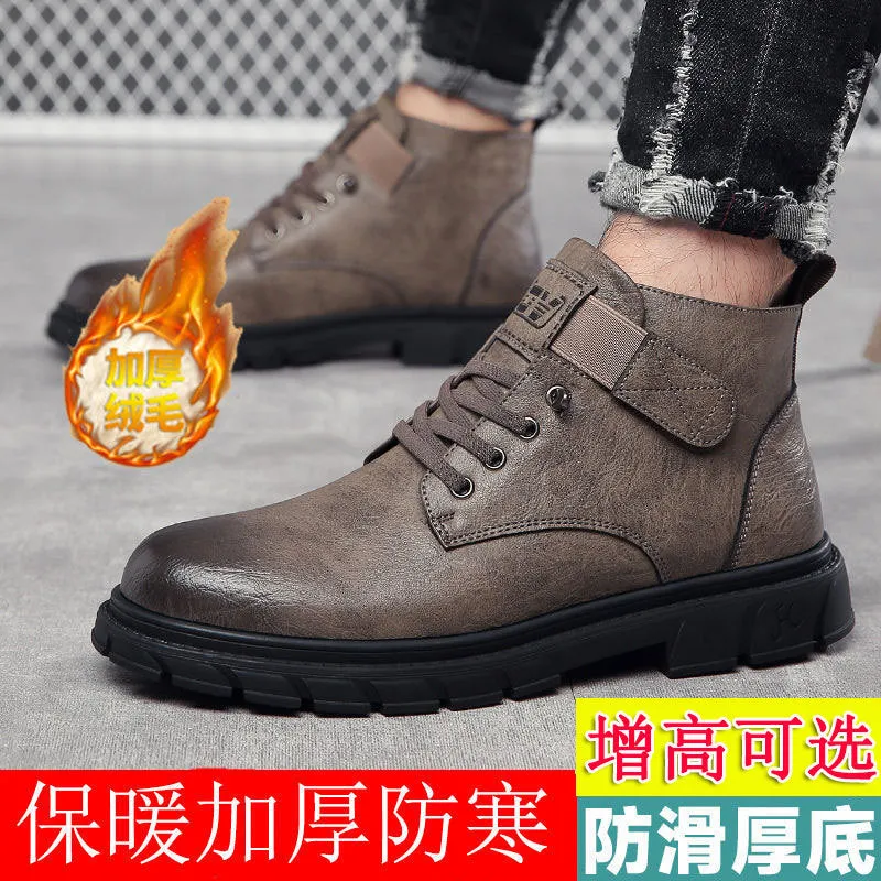INSTOCK-Men's leather genuine leather high-top boots