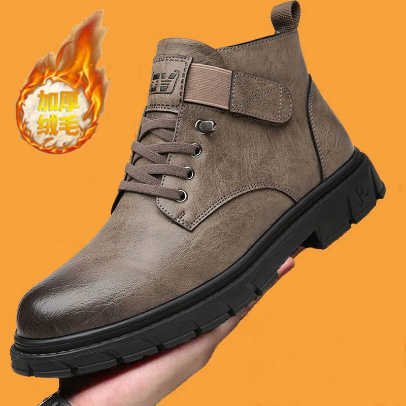 INSTOCK-Men's leather genuine leather high-top boots