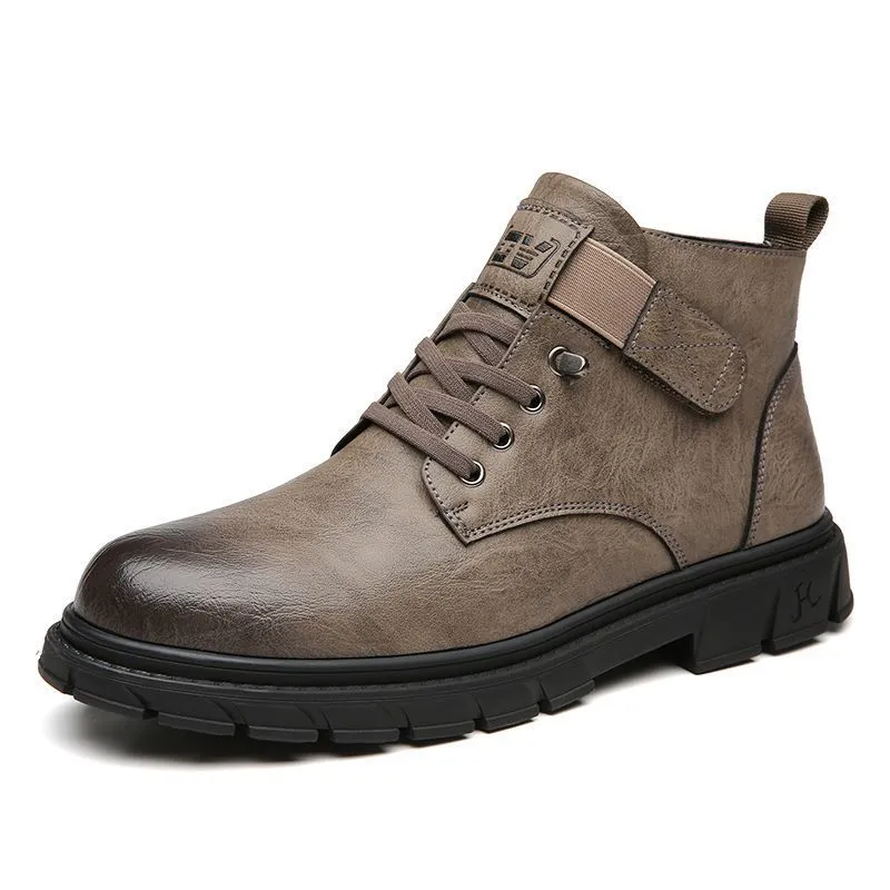 INSTOCK-Men's leather genuine leather high-top boots