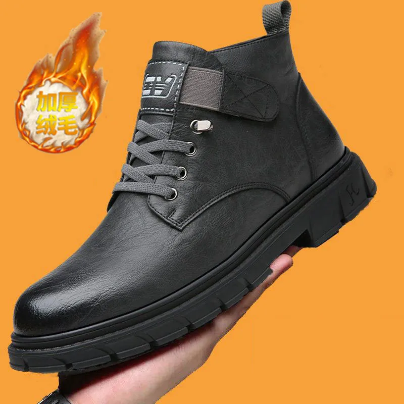 INSTOCK-Men's leather genuine leather high-top boots