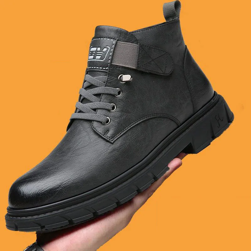 INSTOCK-Men's leather genuine leather high-top boots