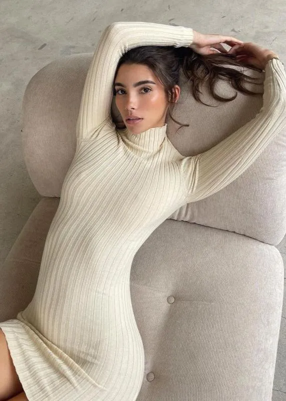 Ivyshape | Allure High Collar Long Sleeve Bodycon Dress