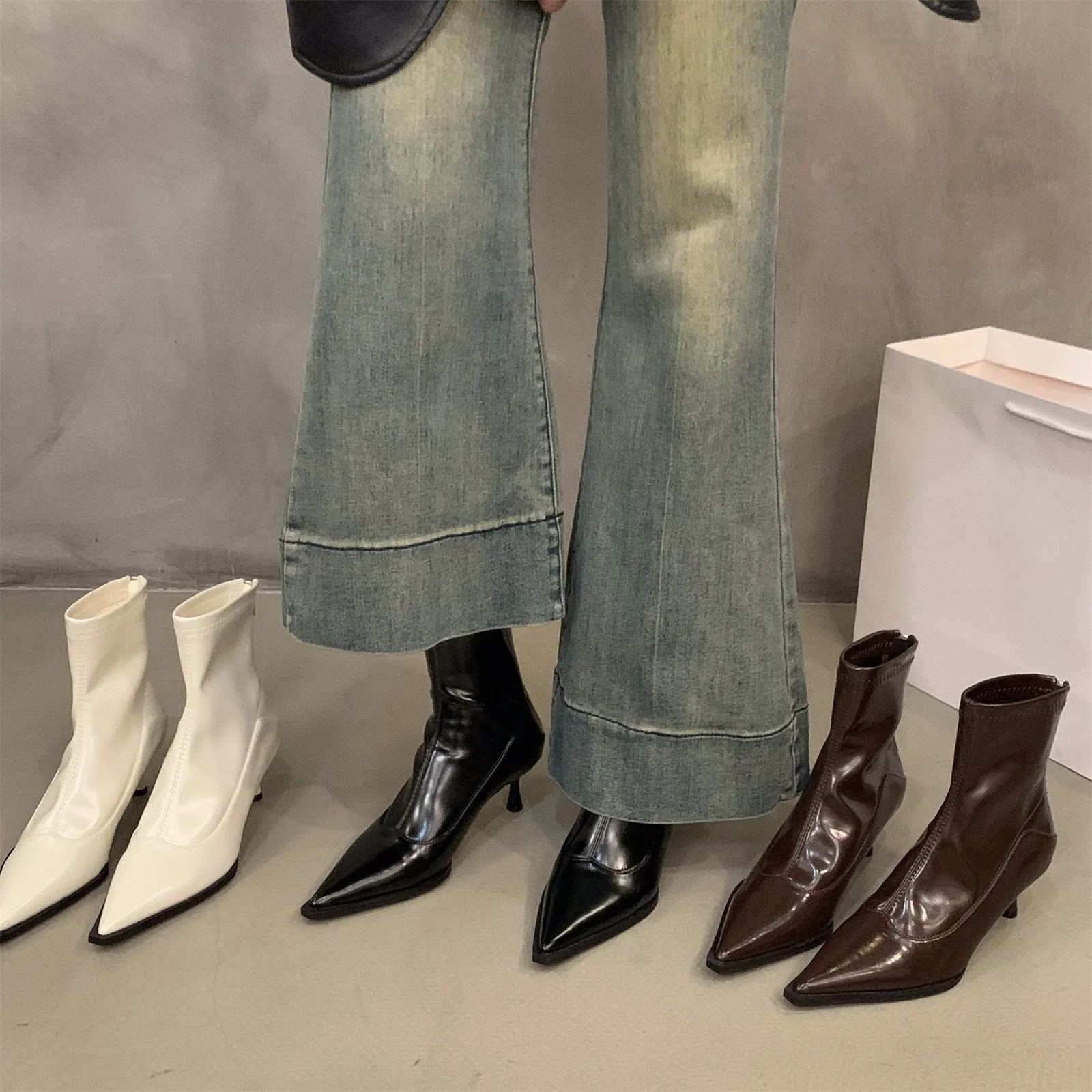 KalonBd American stiletto stitching skinny boots