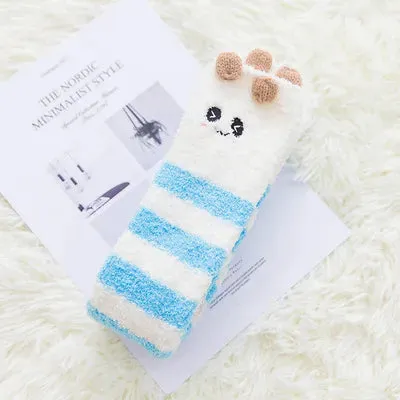 Kawaii Striped Animal Thigh High Socks