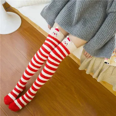 Kawaii Striped Animal Thigh High Socks