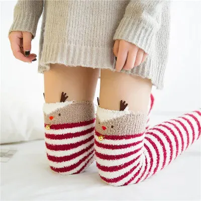 Kawaii Striped Animal Thigh High Socks