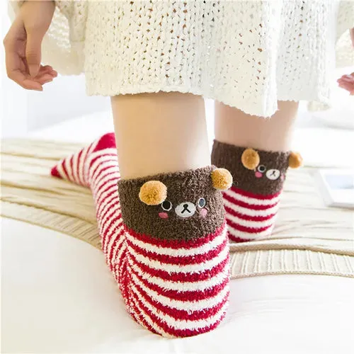 Kawaii Striped Animal Thigh High Socks