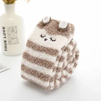 Kawaii Striped Animal Thigh High Socks
