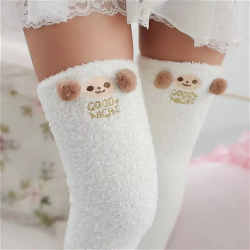 Kawaii Striped Animal Thigh High Socks