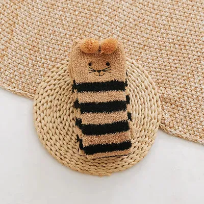 Kawaii Striped Animal Thigh High Socks