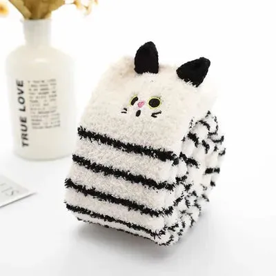Kawaii Striped Animal Thigh High Socks
