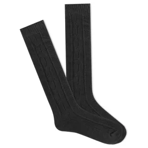 K.BELL SOFT & DREAMY CABLE KNEEHI SOCKS BLACK - WOMENS