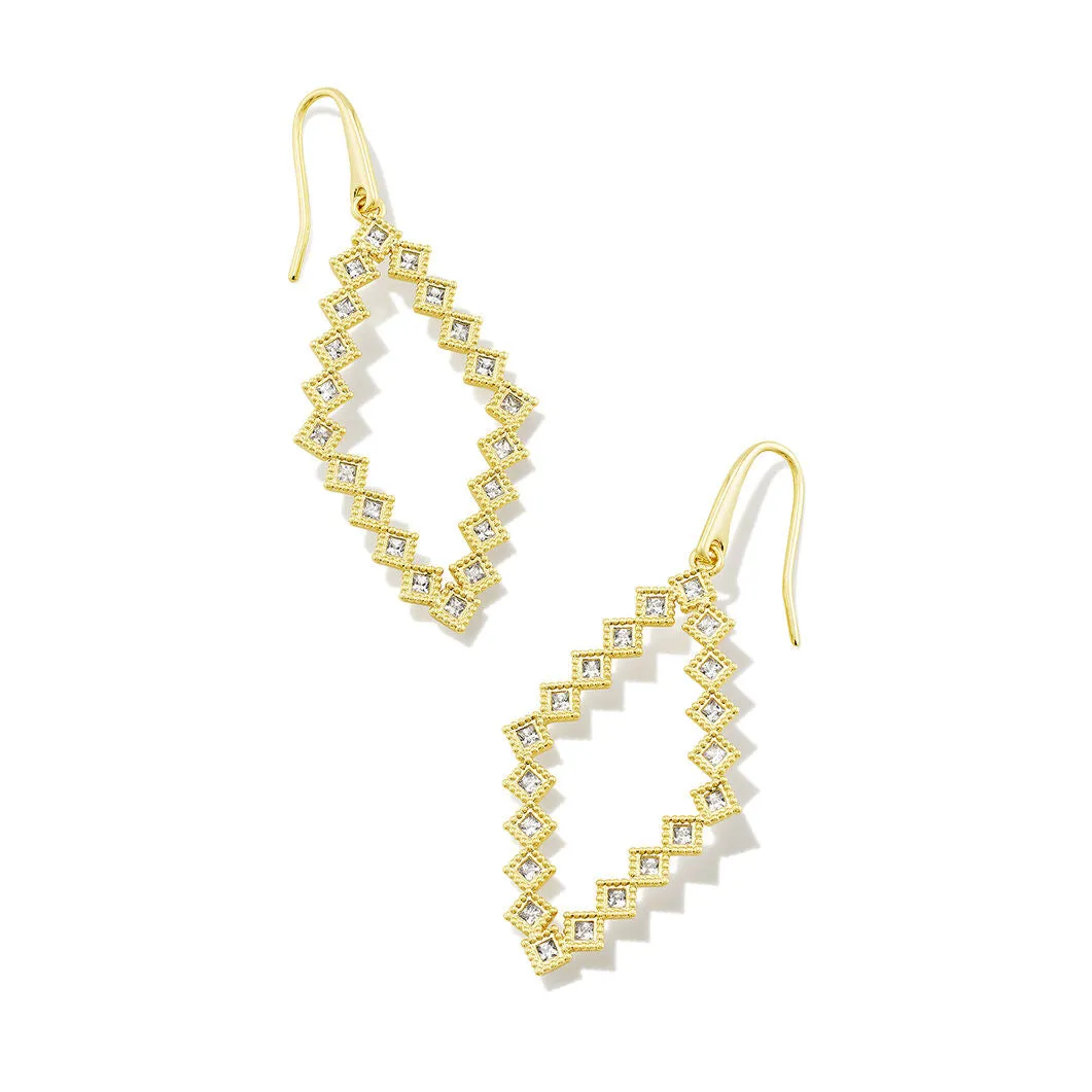 Kinsley Open Frame Earrings in Gold & CZ