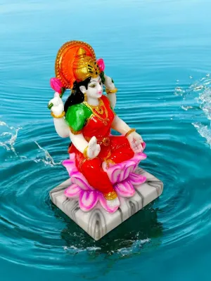 Laxmi ji Idol, Indian Goddess Laxmi Sitting On Lotus, Goddess of Money for Home Decor, Temple Decoration Statue, Devi Laxmi Statue - Multicolor