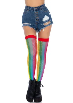 Leg Avenue Skylar Rainbow Fishnet Thigh Highs 9290