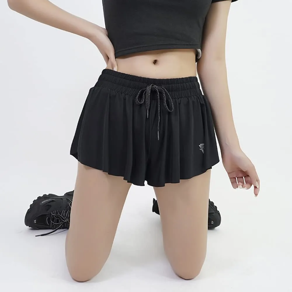 luogongzi 2 in 1 Flowy Running Shorts for Women Gym Yoga Athletic Workout Biker Exercise Comfy Lounge Tennis Skirts Summer