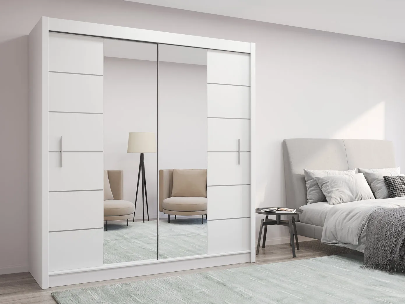 Luzern Sliding Door 203cm Mirror Wardrobe - Black