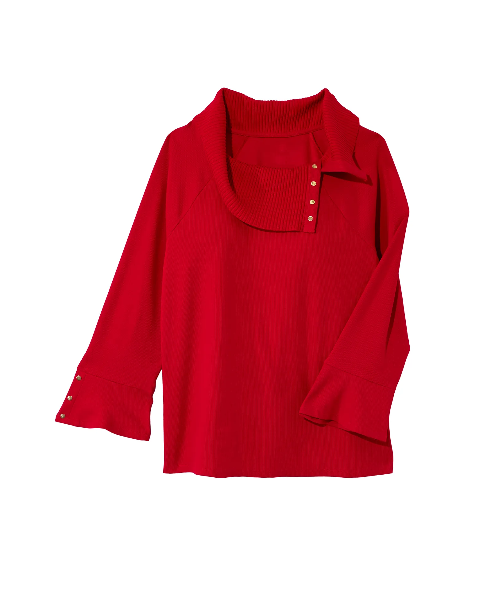 Maddie Split Neck Top | Red