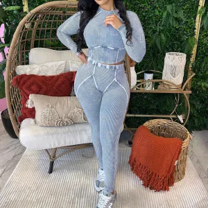 MB FASHION HIGH QUALITY Ribbed Crop Top & High-Waisted Leggings 4043LY