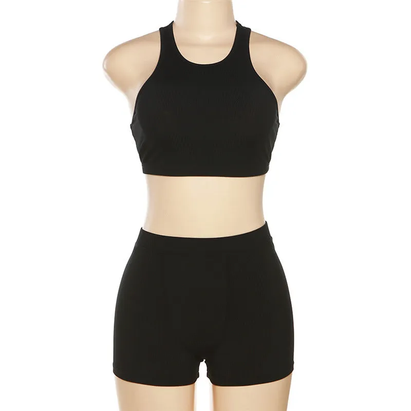 MB FASHION Racerback Crop Top & High-Waisted Shorts Set 5672LY last L