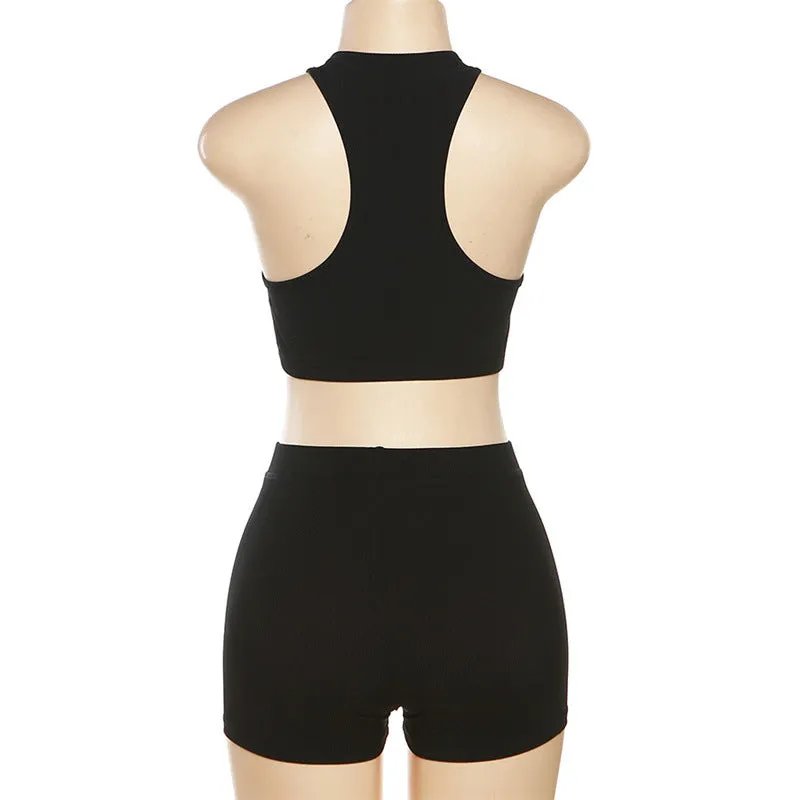 MB FASHION Racerback Crop Top & High-Waisted Shorts Set 5672LY last L