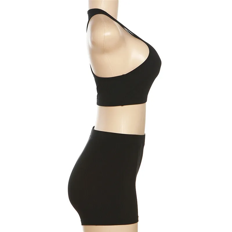 MB FASHION Racerback Crop Top & High-Waisted Shorts Set 5672LY last L
