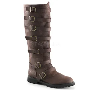 Men's 7-Buckle Knee High Boots Brown or Black GOTHAM-110