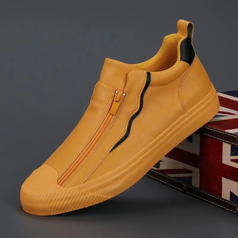 Men's Autumn Handmade Leather Zipper Casual Shoes