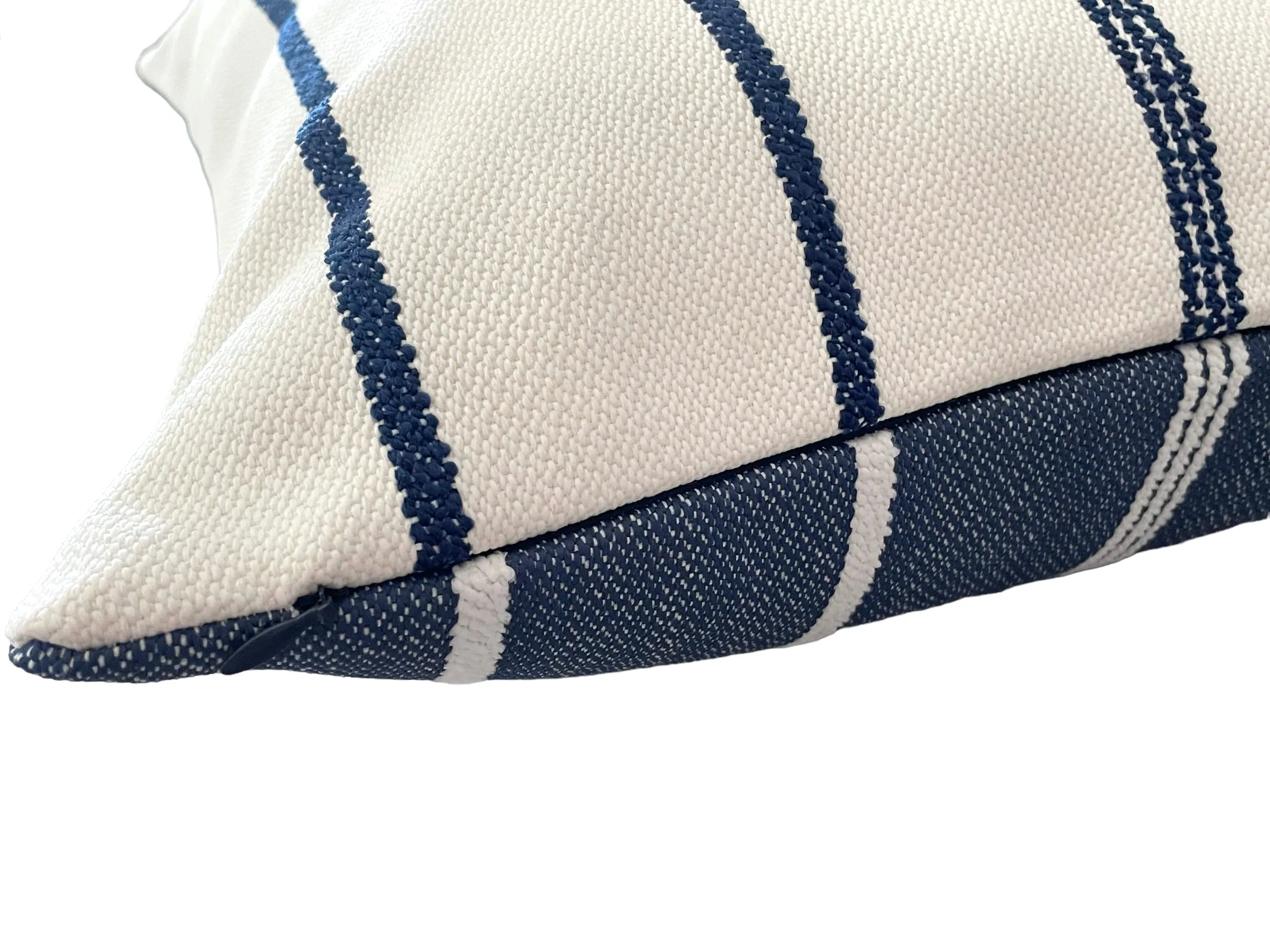Navy and Ivory Chenille Striped Outdoor Pillow Cover / Nautical Outdoor Pillow cover / Patio Pillow / Porch Pillow Cover / Outdoor 12x18 18x18 20x20