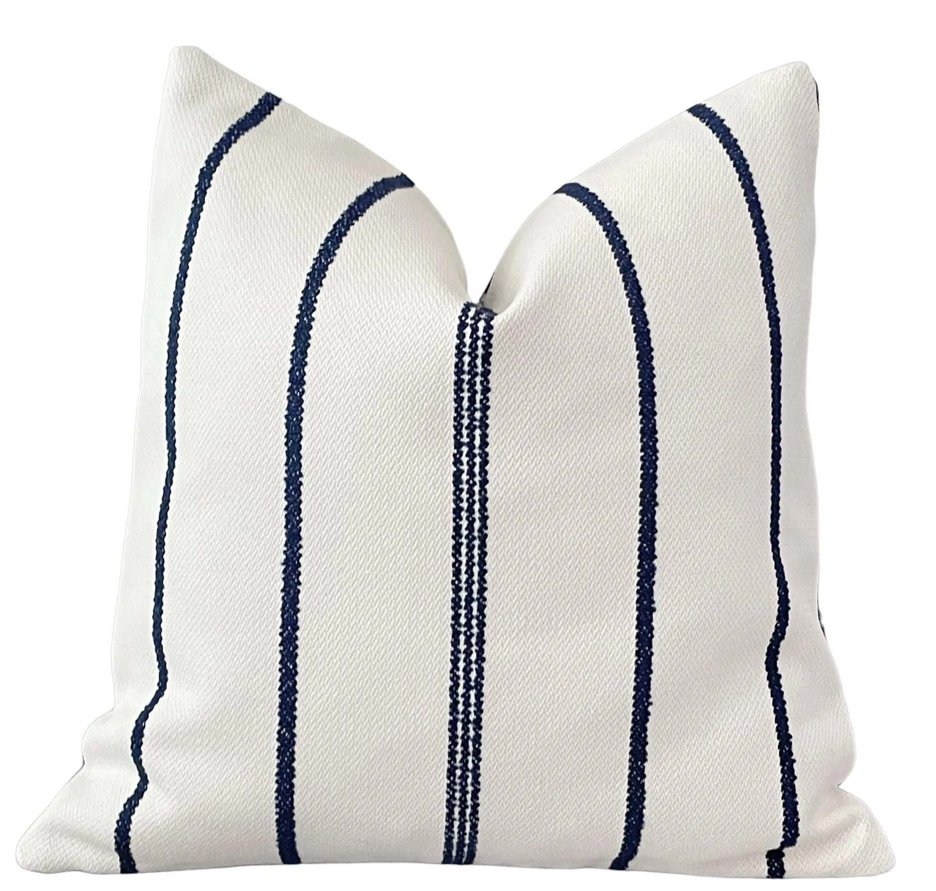 Navy and Ivory Chenille Striped Outdoor Pillow Cover / Nautical Outdoor Pillow cover / Patio Pillow / Porch Pillow Cover / Outdoor 12x18 18x18 20x20
