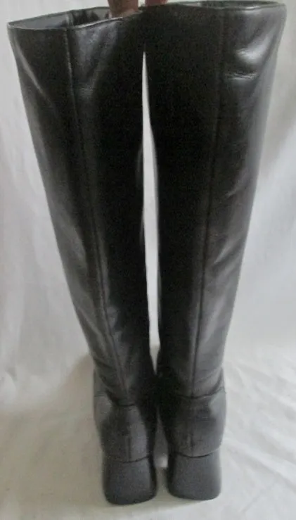 New Womens SILHOUETTES Faux Leather Thigh High Heel Boots FETISH BLACK 9.5W Diva