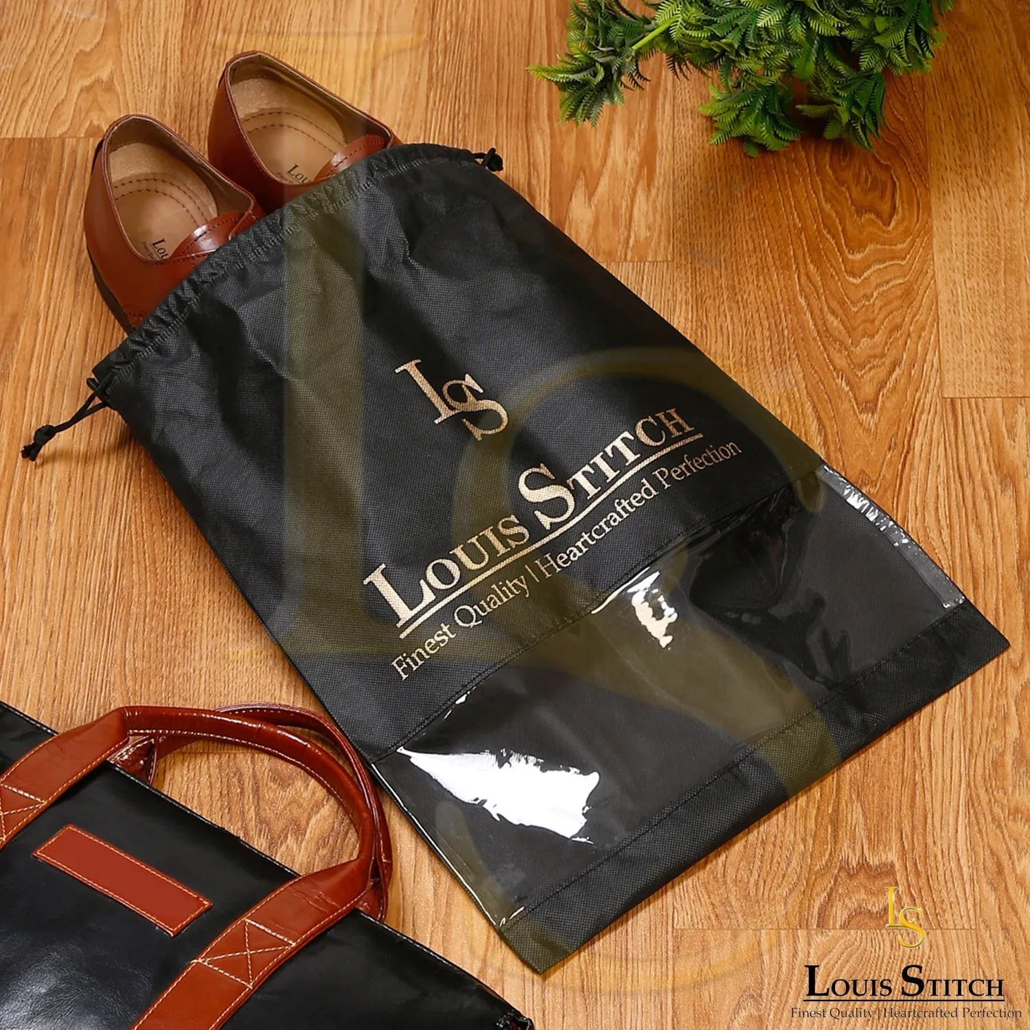 Non Woven Shoe Bag Pack Of  6 Black See-Thru & Beige Plain