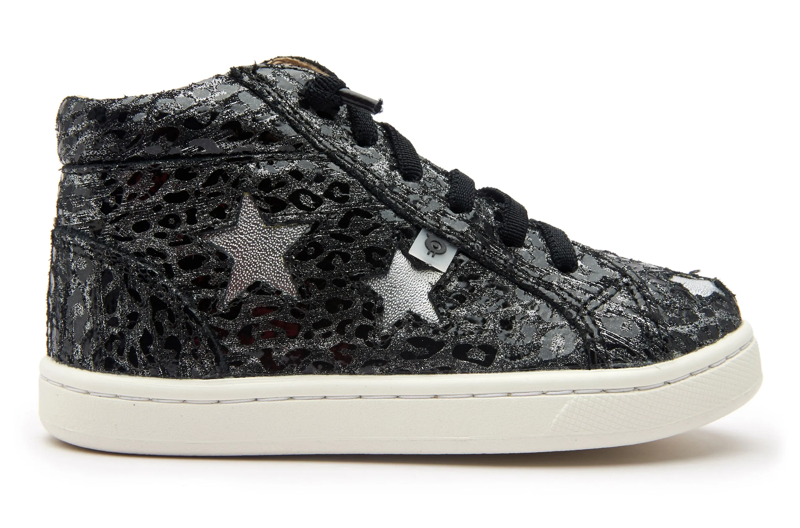Old Soles Girl's and Boy's Starey High Top Sneaker, Pearlised Leopard/Silver