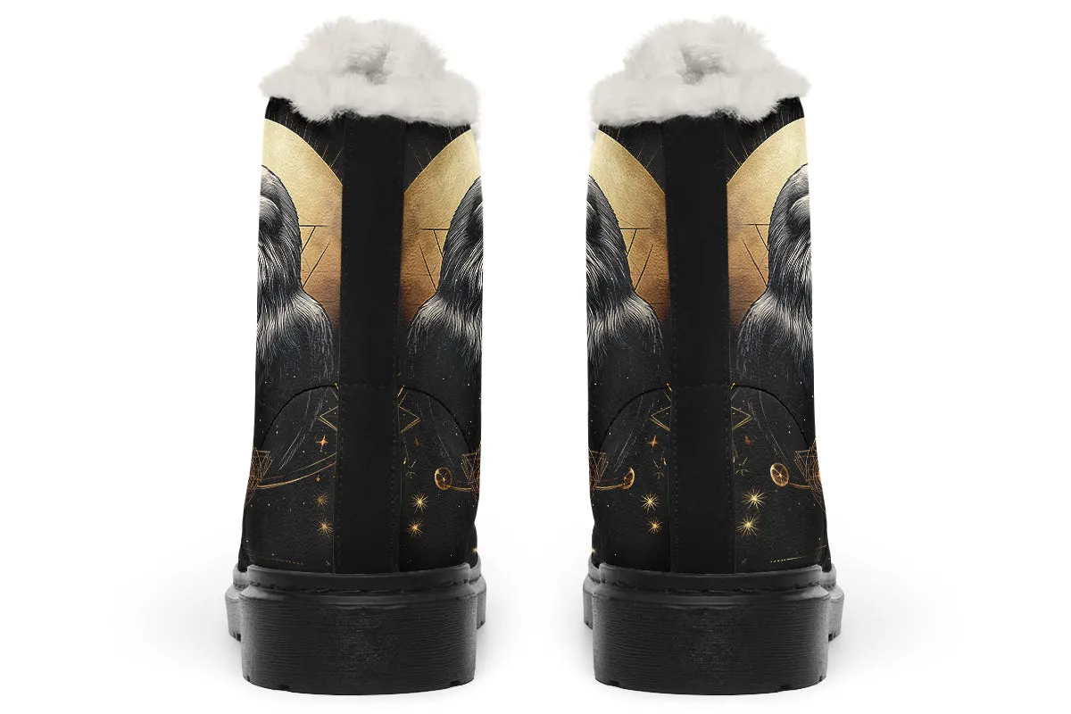 Omen Raven Winter Boots - Warm Micro-Suede Doc-Style Boots Lined with Vegan Wool