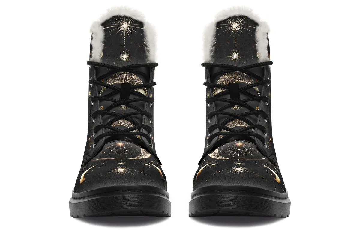 Omen Raven Winter Boots - Warm Micro-Suede Doc-Style Boots Lined with Vegan Wool