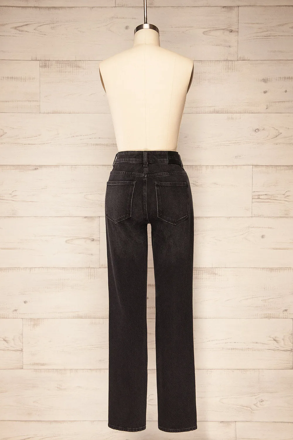 Pleven | Black High-Waisted Straight Leg Jeans