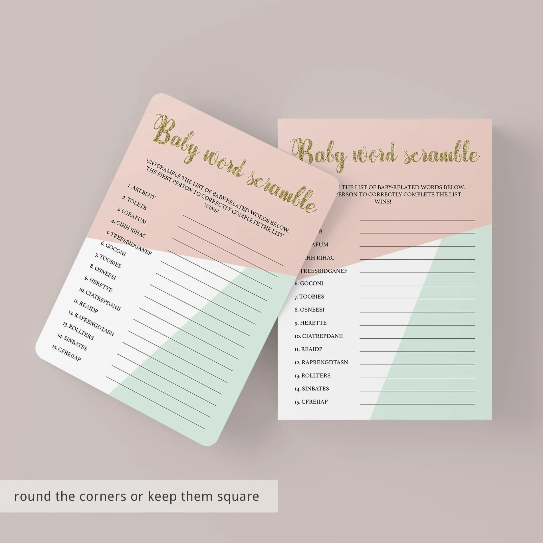 Printable Games for Pastel Baby Shower