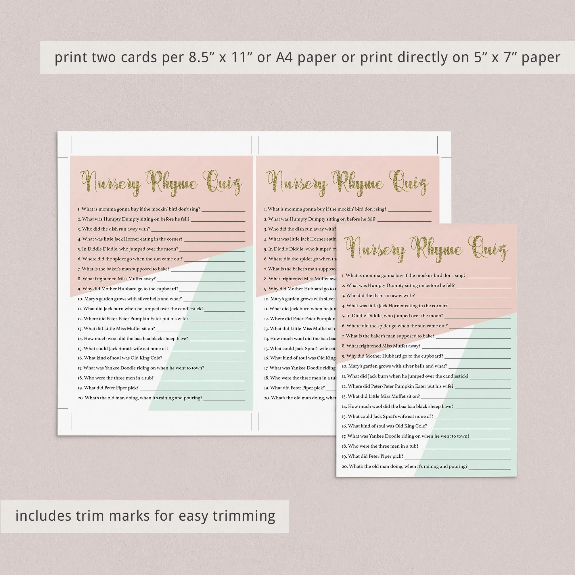 Printable Games for Pastel Baby Shower